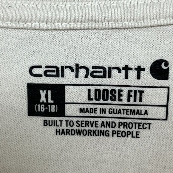 CARHARTT Shirt Boys XL 16-18 Loose Fit Heavyweight Long Sleeve Cotton Beige - Picture 10 of 14